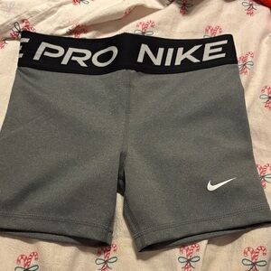 Nike Grey Athletic Pro Shorts with Black Waistband